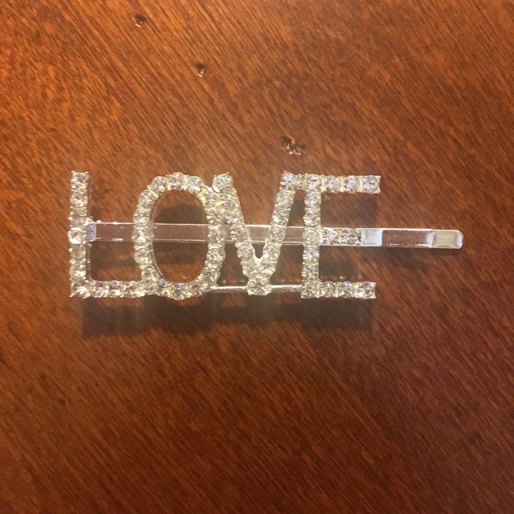 LOVE Rhinestone Hair Clips 2 for $18 NWT - Picture 2 of 3